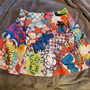 Comic print skater skirt